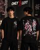 Japanese Sakura Blossom Oversized Streetwear Tee, Black Floral Graphic Shirt