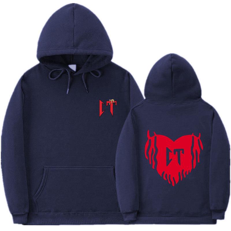 Ribbed bottom pendulum fashion printed sweatshirt loose hoodie autumn and winter men's and women's casual sports sweater top jacket