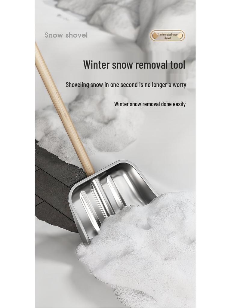 Extra dicke Schneeschaufel aus Edelstahl, Futter- und Mistgabel, Kehrschaufel und Outdoor-Schneeschieber-Werkzeug.