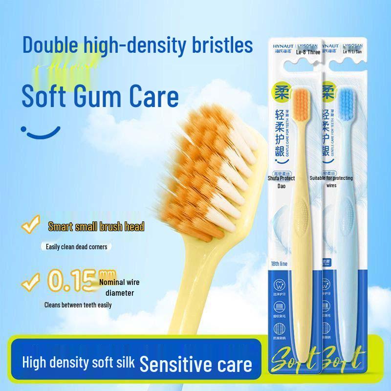 Hais Haina Adult Wide-Head Soft Bristle Toothbrush - No Shedding, Fine Bristles for Gentle Oral Cleaning