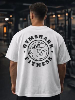 Thick Oversized White T-Shirt with GYMSHARK FITNES Print