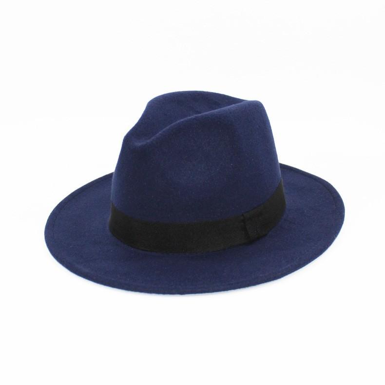 British retro European and American jazz hat men's and women's big-brimmed top hat imitation woolen felt hat British retro woolen hat