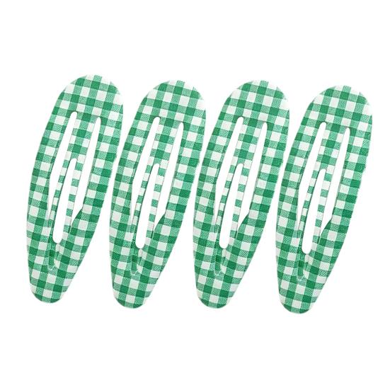 

4Pcs Girl Hairpins Plaid Print Water Drop Shape BB Clips Bangs Side Hair Firm Hair Pins Metal Edging Rust Resistant Hair Accessories B