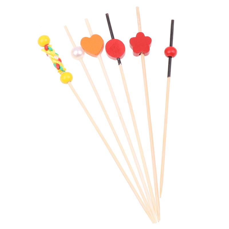 100 Stück 12 cm Herz Bambusspieß Buffet Cupcake Obstgabel Party Dessert Salatspieß Cocktailspieß für Hochzeitsdeko