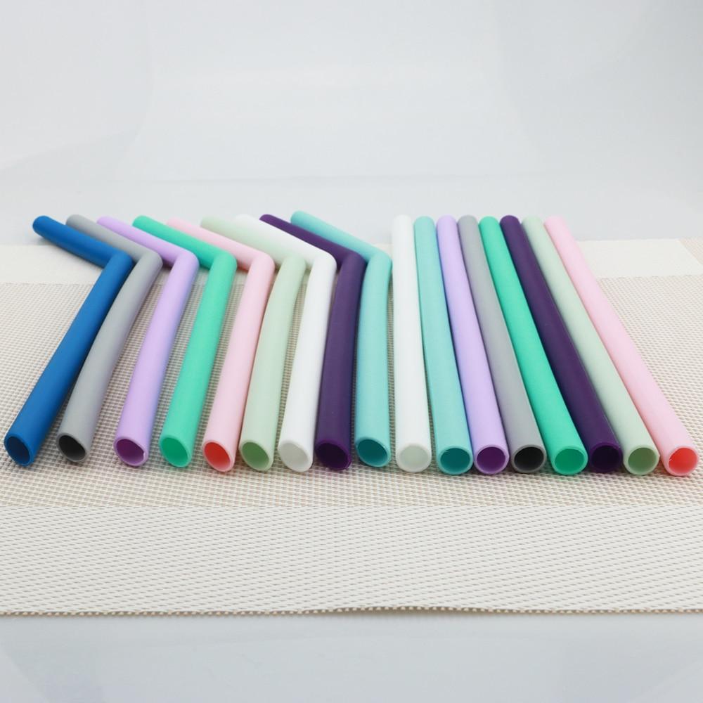 Farge Silikon Reise sugerørsett Gjenbrukbart fleksibelt sammenleggbart sugerør med rensebørstepose