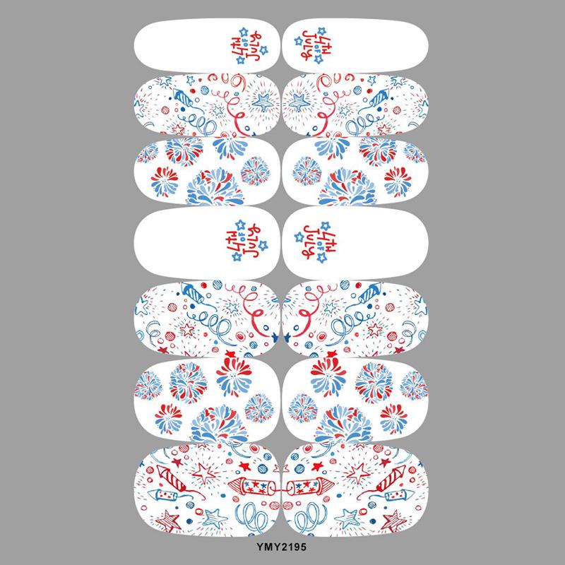 Patriotic Stars & Stripes Nail Stickers - Red & Blue Waterproof Decals for Independence Day (YMY2181-219)