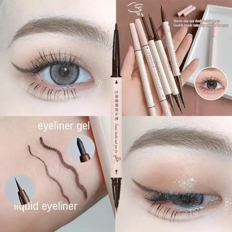 Double Head Eyeliner Pen Fine Tip Lying Silkworm Eye Brightening Waterproof Lasting Durable Not Easy To Halo Dye Natural Makeup