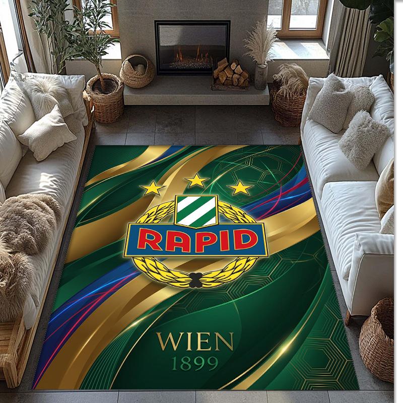 Rapid Wien FC Soccer Football Pattern Soft Area Rug Non Slip Indoor Floor Carpet Sports Decor Mat for Bedroom