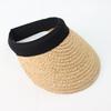 New Straw Woven Empty Top Hat Summer UV Protection Headband Black Elastic Straw Hat Hat Sun Protection Empty Top Woven Sunshade