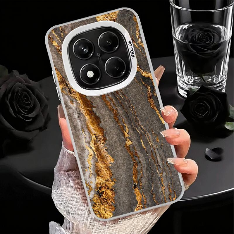 Gold Granite Marble Pattern Soft Phone Case for Xiaomi Redmi Note 13 14 15 Pro Plus 12S 12 11S 11 11T 10S 10 Shockproof Cover Ba