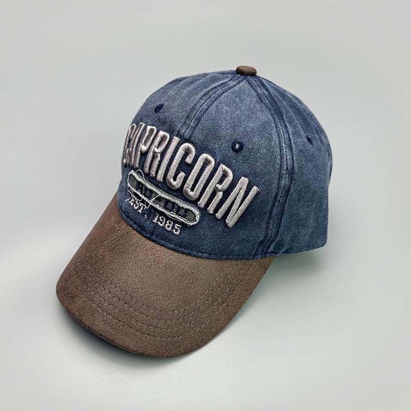 American Retro Contrasting Color Letter Embroidery Baseball Cap Men S And Women S Sunshade Personalized Retro Casual Cap 52-60cm тёмно-синий