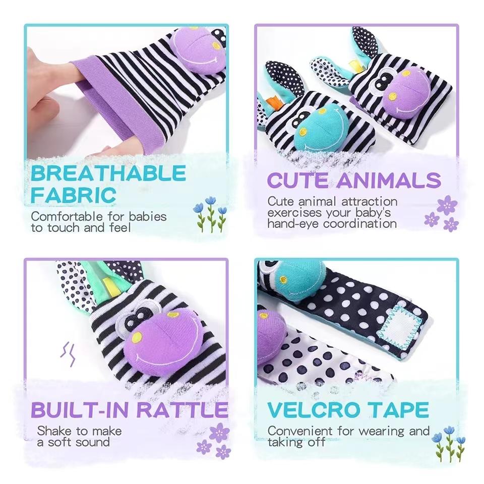 Baby Wrist Rattle Socks 0-12 Months Sensory Learning Toys for Infants Toddlers Early Educational Development Gifts