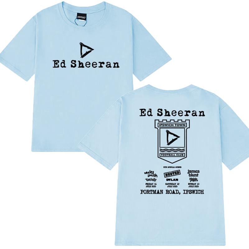 Hot Sale Ed Sheeran Play Tour 2025 Double Sided Printed T Shirt Summer Men Women Vintage Hip Hop Streetwear Unisex Cotton Tops
