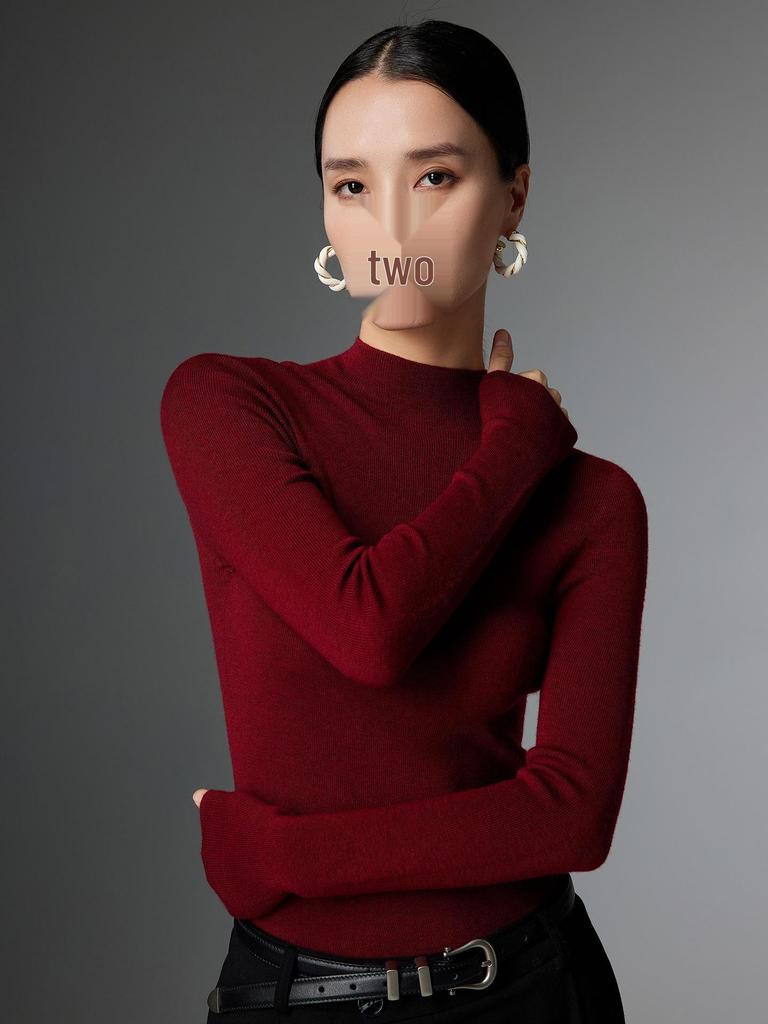 Yangzi 120 Count Superfine Merino Wool Women's Slim Fit Half-High Neck Sweater