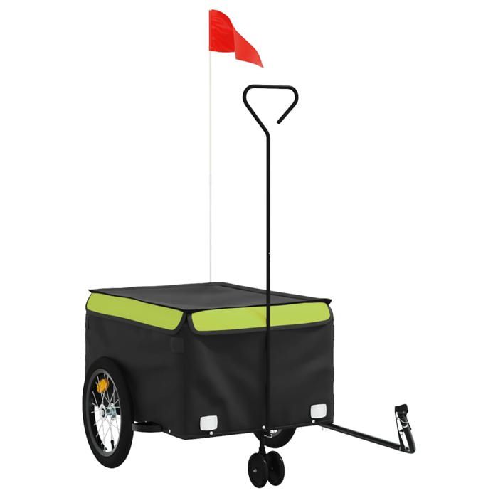 VidaXL Bicycle Trailer, Transport Cart with Hitch Bar, Bicycle Trailer with Flag for Luggage, Black 94109