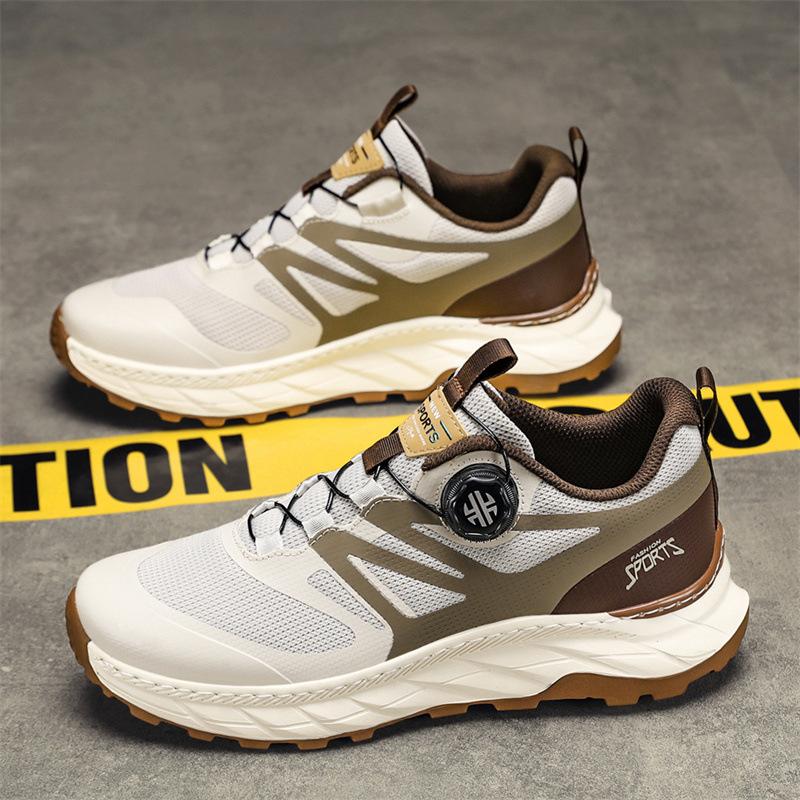 Sneakers Men's Summer Mesh Breathable Rotating Button Running Shoes Outdoor Leisure Travel Hiking Shoes Men's Shoes