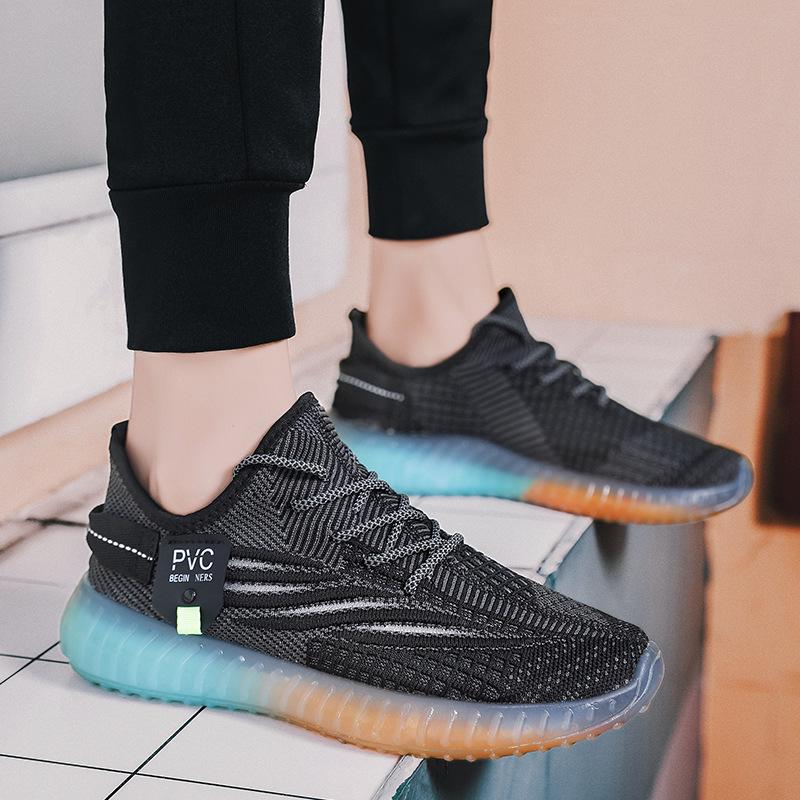 Summer new breathable fly-woven mesh shoes men's trend versatile sports and leisure shoes jelly bottom mesh shoes men's