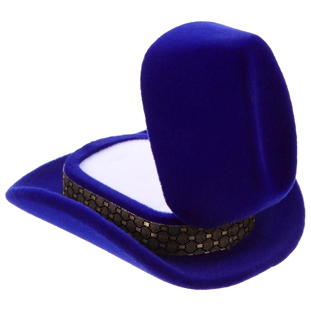 Vintage Western Cowboy Hat Ring Box Flocked Creative Ring Box Jewelry Storage Boxes  Wedding
