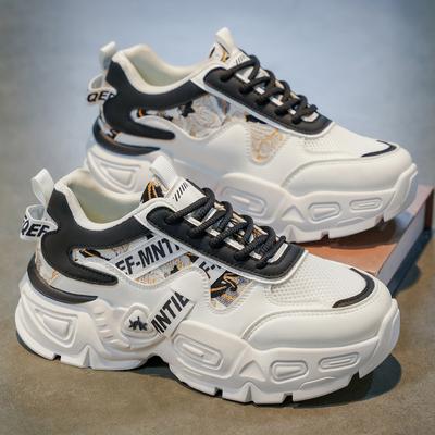 Buty męskie nowe jesienne siateczkowe oddychające młodzieżowe sportowe i rekreacyjne na grubej podeszwie modne buty na miękkiej podeszwie