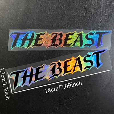 1 Stück THE BEAST Motorradaufkleber Wasserdicht für Motorradhelm Kraftstofftank DIY Fahrräder Roller Karosserie Universal Vinyl Aufkleber