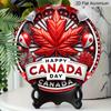 2D Flach, 1 Stück Patriotisches Kanada-Tag Runde Aluminium-Metallschild, „Happy Canada Day“ Rotes Ahornblatt & Feuerwerk Design, Langlebige Wasserdichte Dekoration, Perfekt