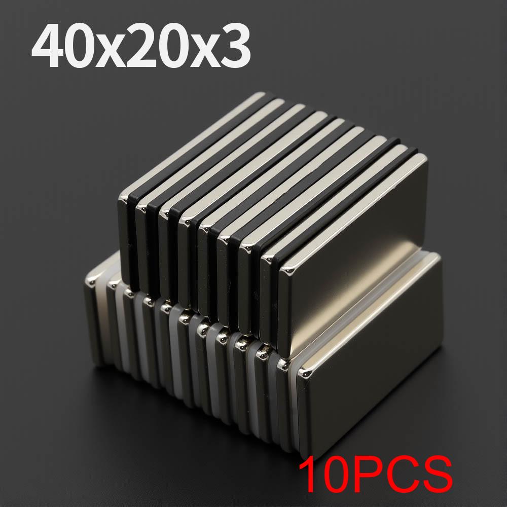 40x20x3mm Krachtige Neodymium Magneet N35 NdfeB Permanente Magnetische magneten Blok Super Sterke Koelkastmagneten DIY
