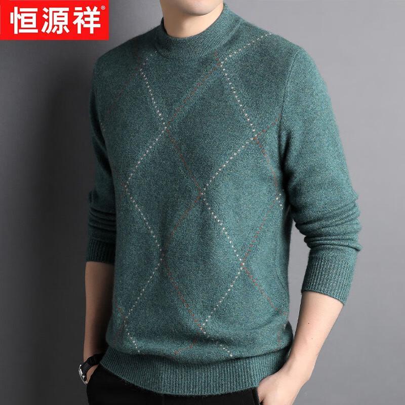 

Hengyuanxiang Men s Pure Cashmere Thickened Round Neck Sweater XL