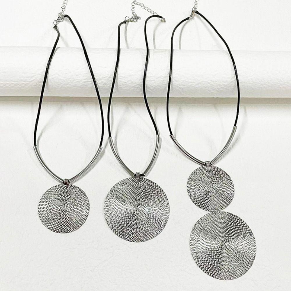 Rope Chain Vintage Pendant Necklace Large Round Necklace Jewelry  Holiday Party Gift