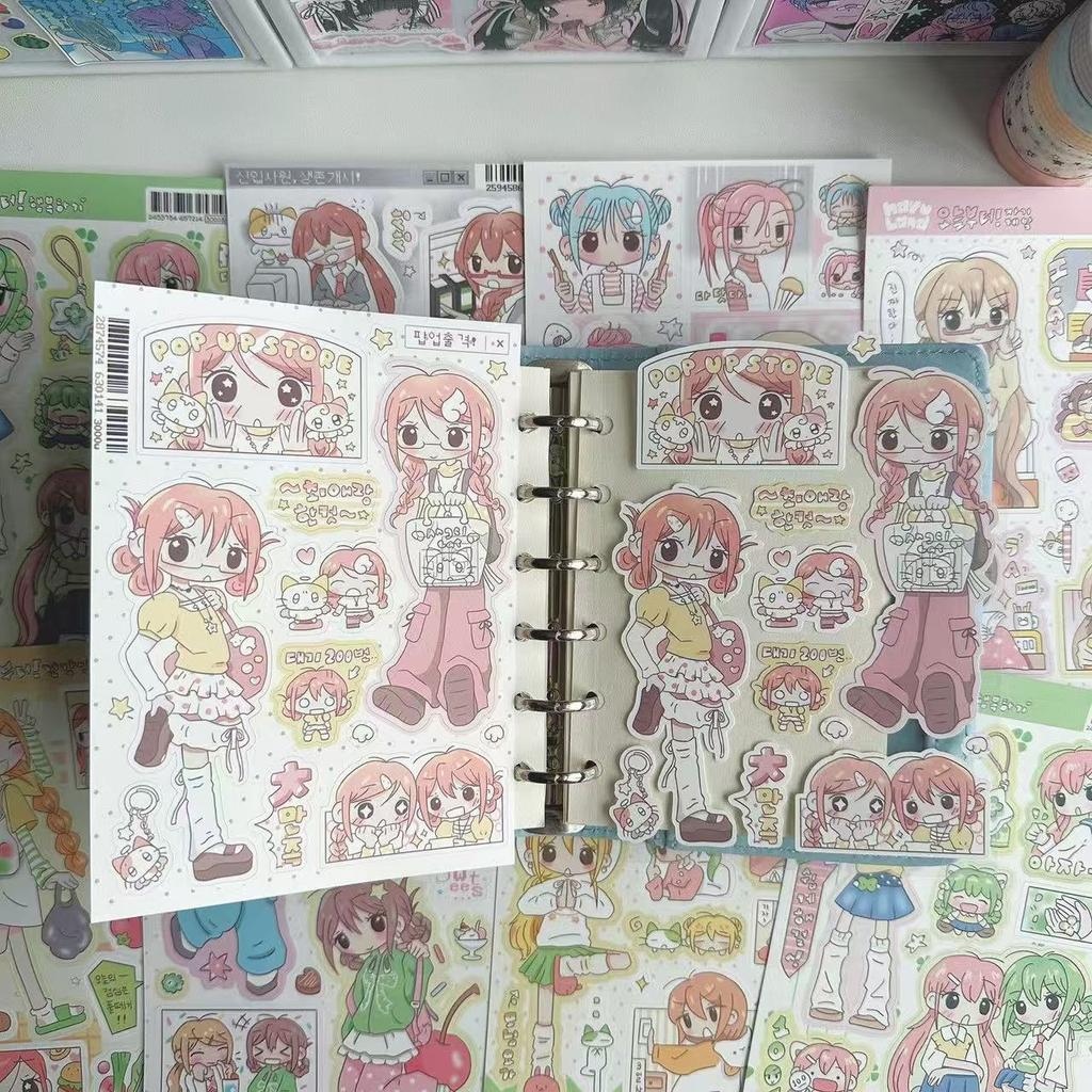 8 Types of Korean Cute Girl Stickers Soft Cute Girl Handbook Stickers Ins Cartoon Character Material Handbook Stickers New Gifts
