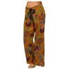Women Wide Leg Pants Printed Large Flared Pocket Casual Cotton Linen Trousers Loose Fit Breathable Comfortable Bottoms