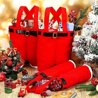 Christmas Santa Shorts Gift Bags Candy Toy Tote Bags Wine Bottle Holder Reusable Holiday Party Favor Xmas Decoration Supplies