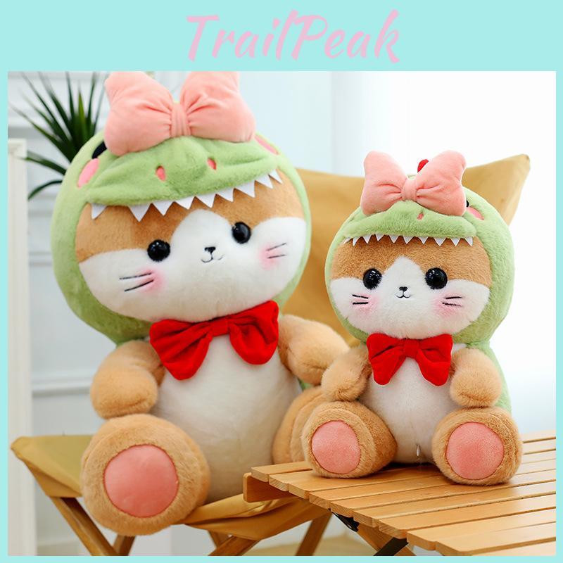Toy Plush Cat Dinosaur Doll Stuffed Animal Cartoon Bow Soft Toy Home Gift Decor