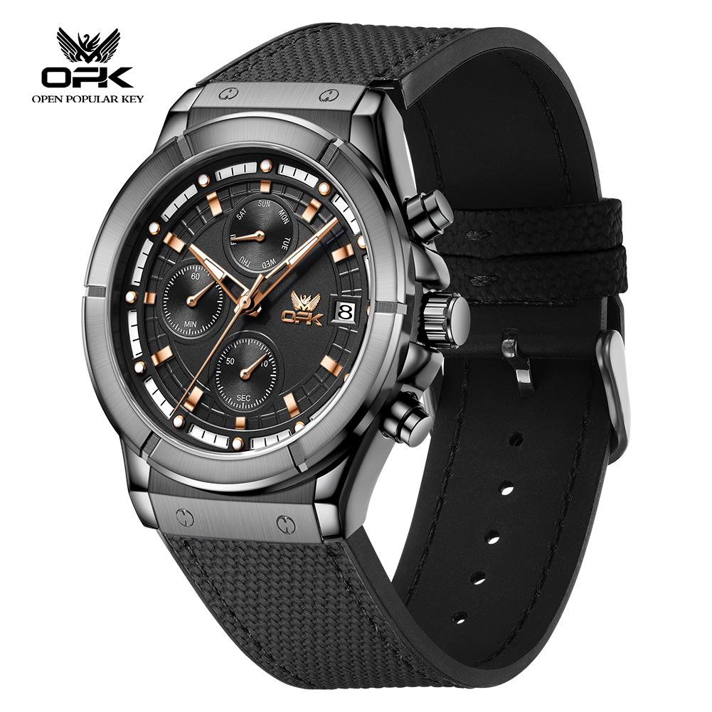 OPK 8193 Fashion Sport Men's Watch Waterproof Chronograph Dual Calendar Luminous Waterproof Quartz Man Wristwatch Original