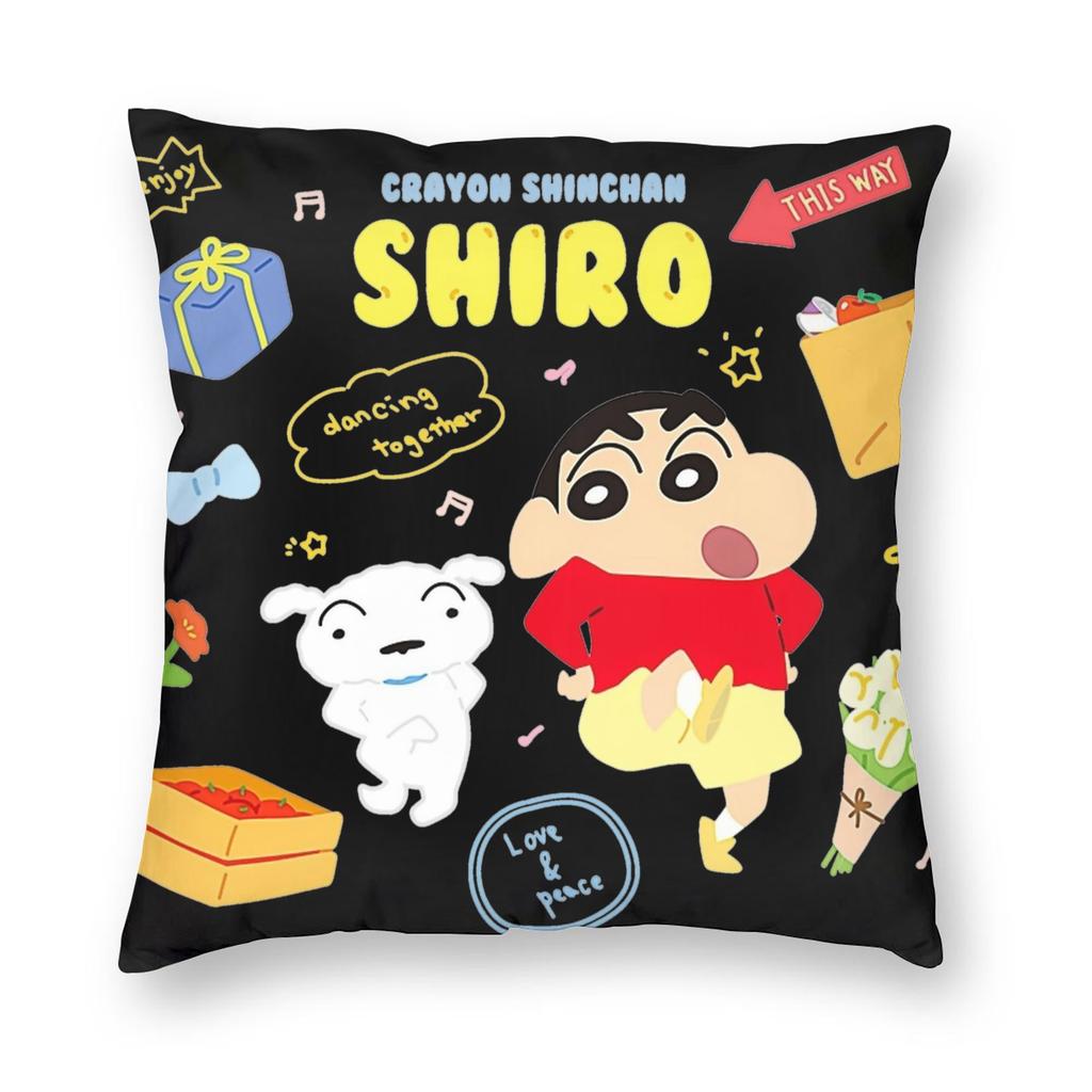 School Friends Crayons Shin-Chans Pillowcase Printed Polyester Cushion Cover Decoration Pillow Case Cover Seater Zippered 45X45