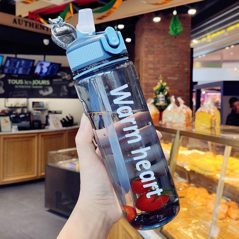 Portable Sports Water Bottle With Locking Cap And Straw For Men And Women