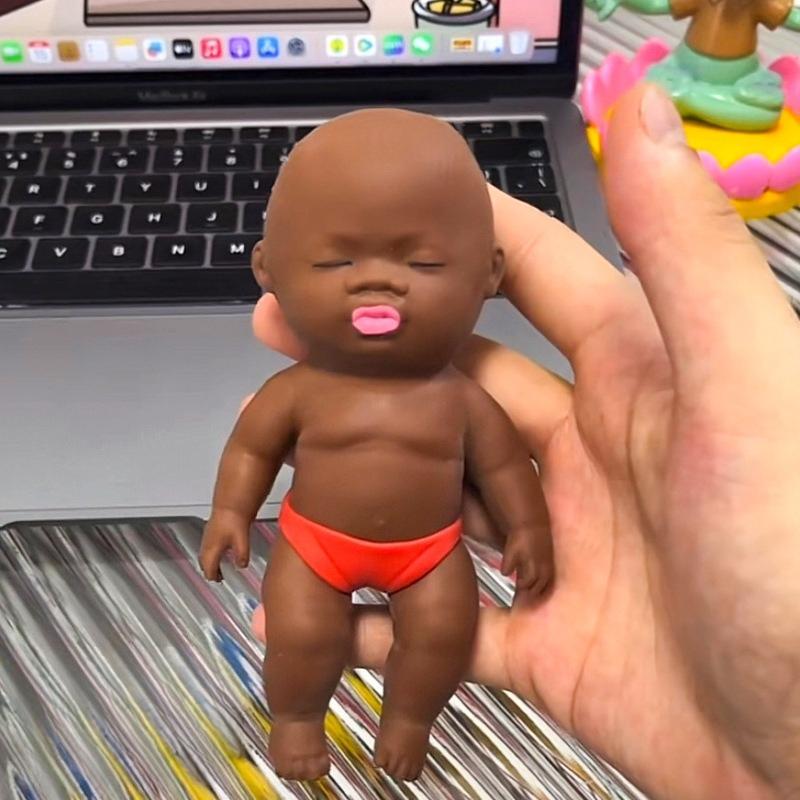 Natasha Little Black Doll Stress Relieving Toy DIY Style Palm Rubber Black White Slow Rebound Release Stress Relieving Gift