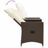 2 Seater Adjustable Garden Sofa with Table Brown Poly Rattan