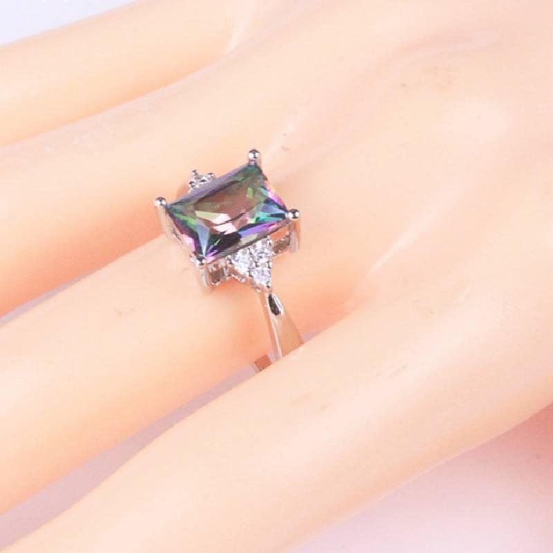 Sophisticated Small Square Ring Unique Personality Metal Inlaid For Women