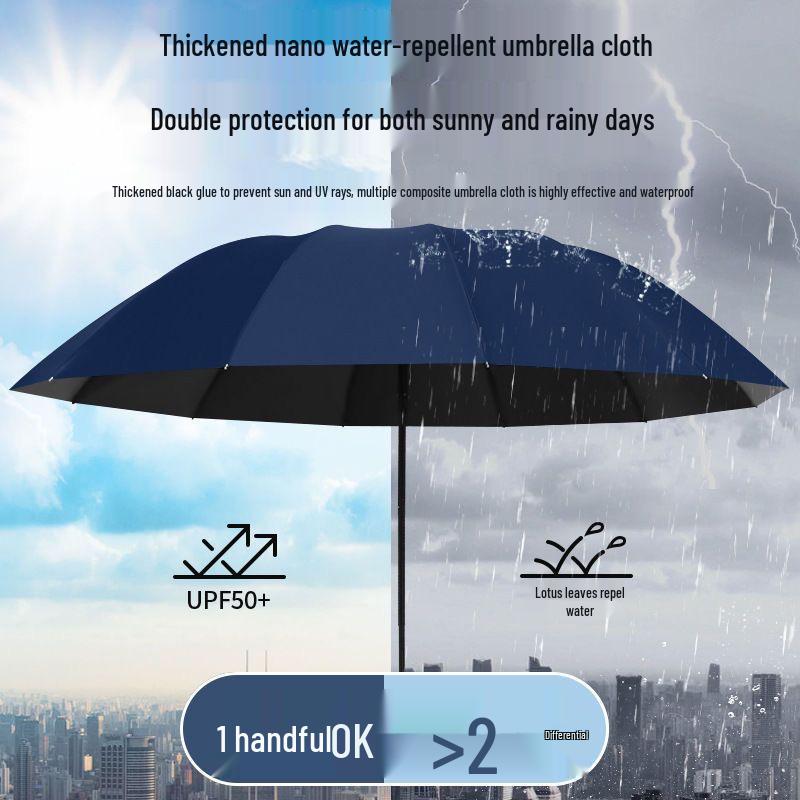 Umbrelă Extra-Mare cu 12 Coaste, cu Utilizare Duală și Acoperire din Vinil Negru - Parasolar Business de Înaltă Calitate cu Opțiune de Imprimare Logo