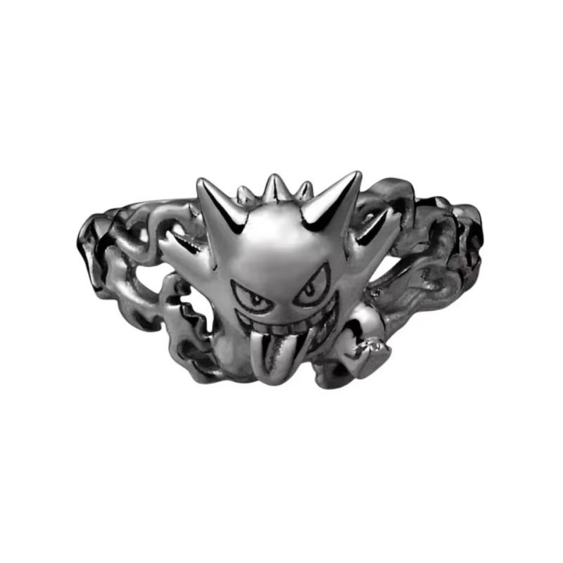 Pokemon Dratini Couple Ring S925 Silver Anime Peripheral Opening Adjustable Cartoon Accessories Fashion Gift