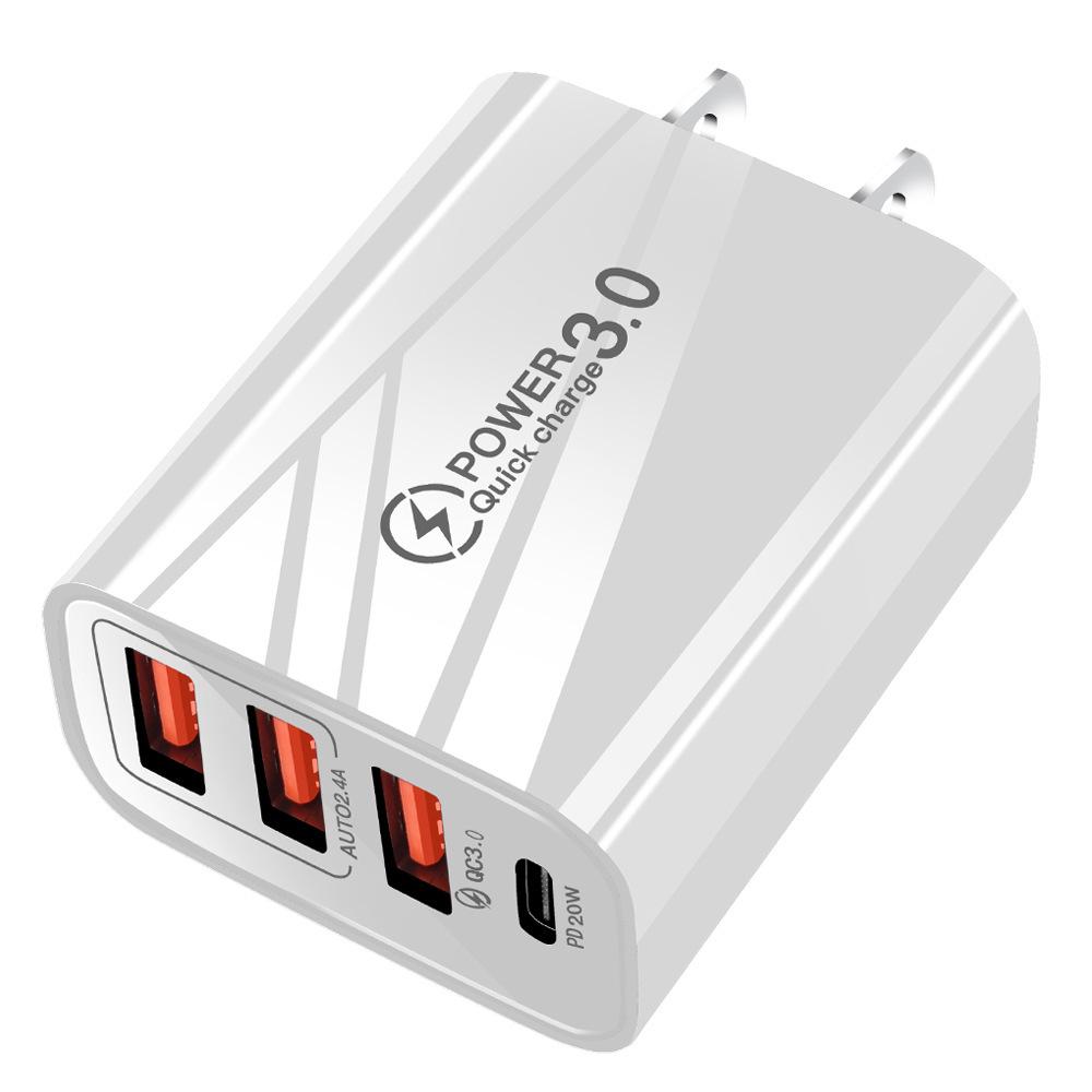 Universal Travel Charger: US/EU/UK, 3 USB Ports + Type-C & PD Multi-Device Adapter