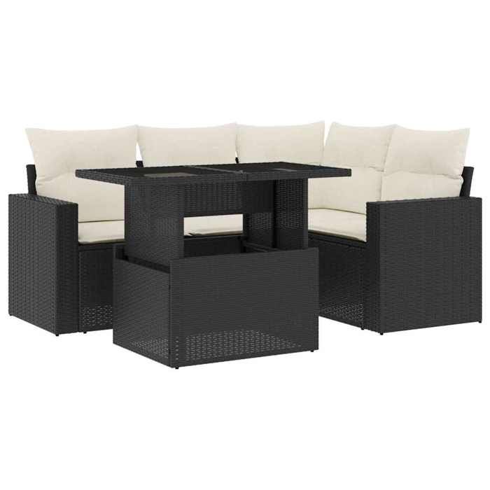 VidaXL Garden Lounge Set 5 Pcs with Cushions Black Braided Resin 3267246