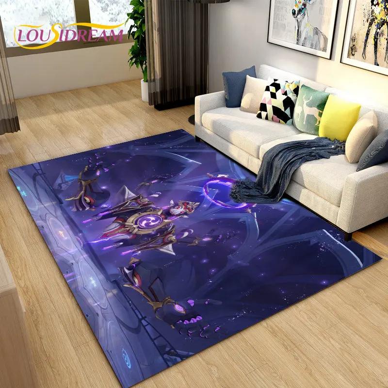 Genshin Impact Gra Gamer Kreskówkowy Dywanik Obszarowy, Dywanik do Salonu Sypialni Sofa Mata Wejściowa Dekoracja, Dziecięca Antypoślizgowa Mata Podłogowa