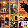 Black Cat Happy Halloween Vintage Metal Signs Halloween Party Poster Pumpkin Metal Tin Plaque Bar Pub Cafe Wall Home Decor