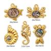 2 Pcs 304 Stainless Steel & Natural Shell Ocean Jewelry Charms 18k Real Gold Plated Conch Crab Seahorse Goldfish Pendant DIY