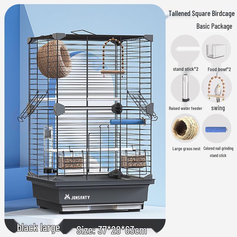 Großer Acryl-Vogelkäfig für Papageien, Nymphensittiche & Wellensittiche - Transparente Vorderseite mit Metallrahmen