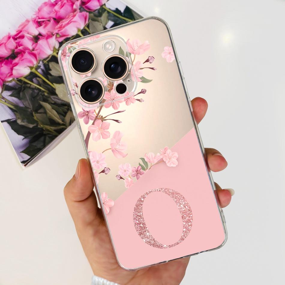 For iPhone 16 Pro Max iPhone16 Pro Fashion Initial Letter Case For iPhone 16Pro 16ProMax Clear TPU Soft Silicone Phone Cases