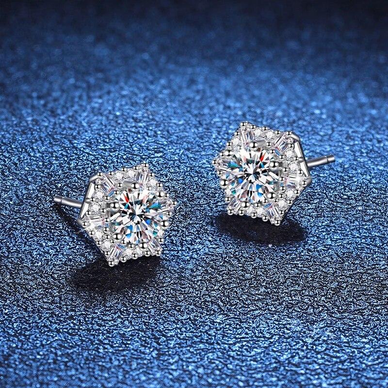 D Color 0.5ct 5mm Moissanite Earrings for Women S925 Sterling Silver Diamond Stud Earrings Wedding Party Gifts Jewelry for Girls