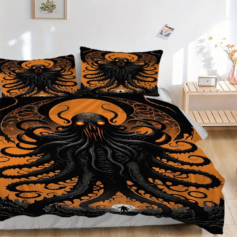 3pc Terrifying Octopus Cover Set - 1 Quilt Cover + 2 Pillowcases, All Seasons Bedroom Setting, Perfect for Home069