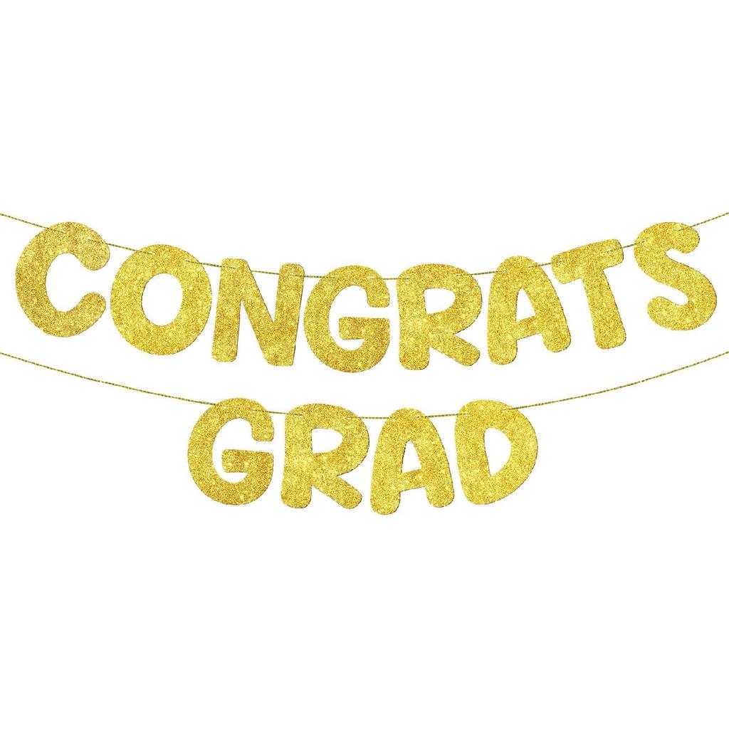 Fulmoon Pre Strung Congrats Grad Banner Glitter Congratulations Banner College Graduation Sign Class of 2026 Grad Party Decorations for High School